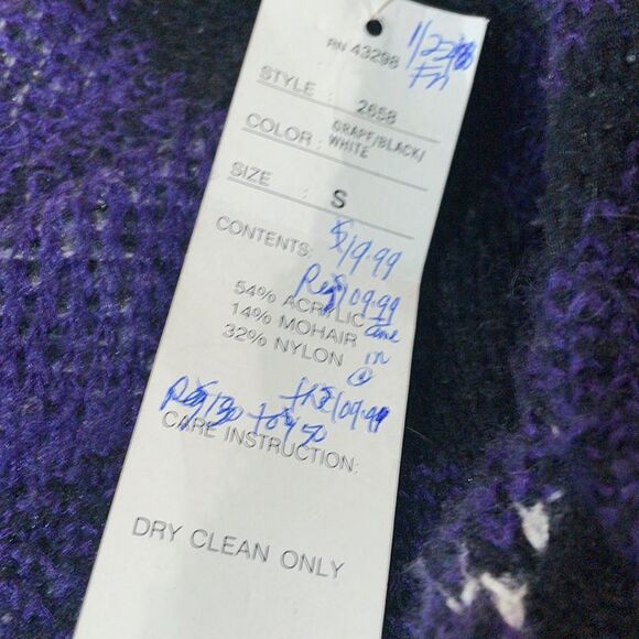 Vintage 1988 Gallery Women’s Chunky Mohair Blend Cardigan size S w/tag & receipt - Picture 7 of 10